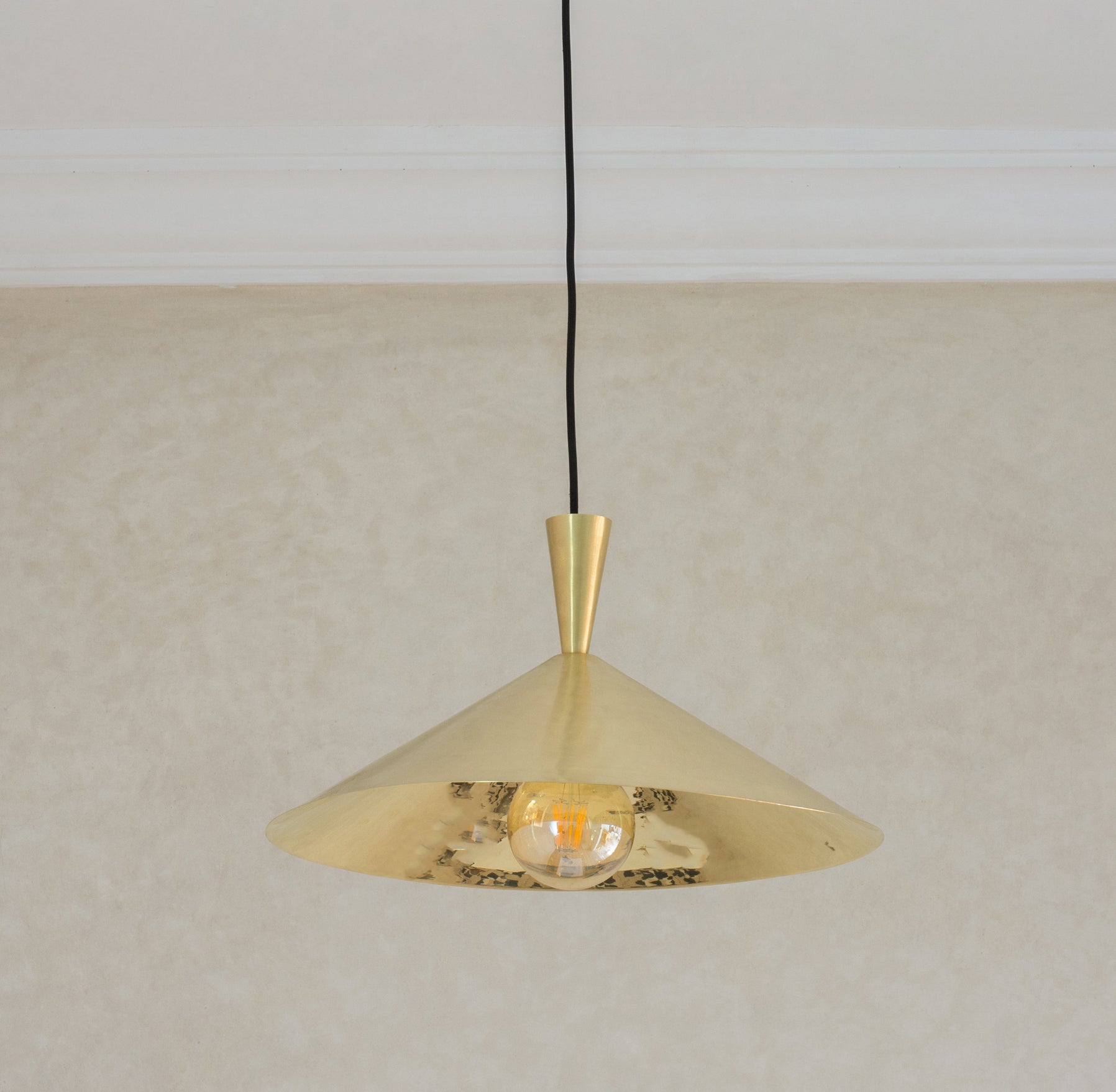 Brass Cone Pendant Light, Kitchen Island Ceiling Light Fixture, Modern Hanging Shade For Kitchen & Living Room, Cone Shade Light