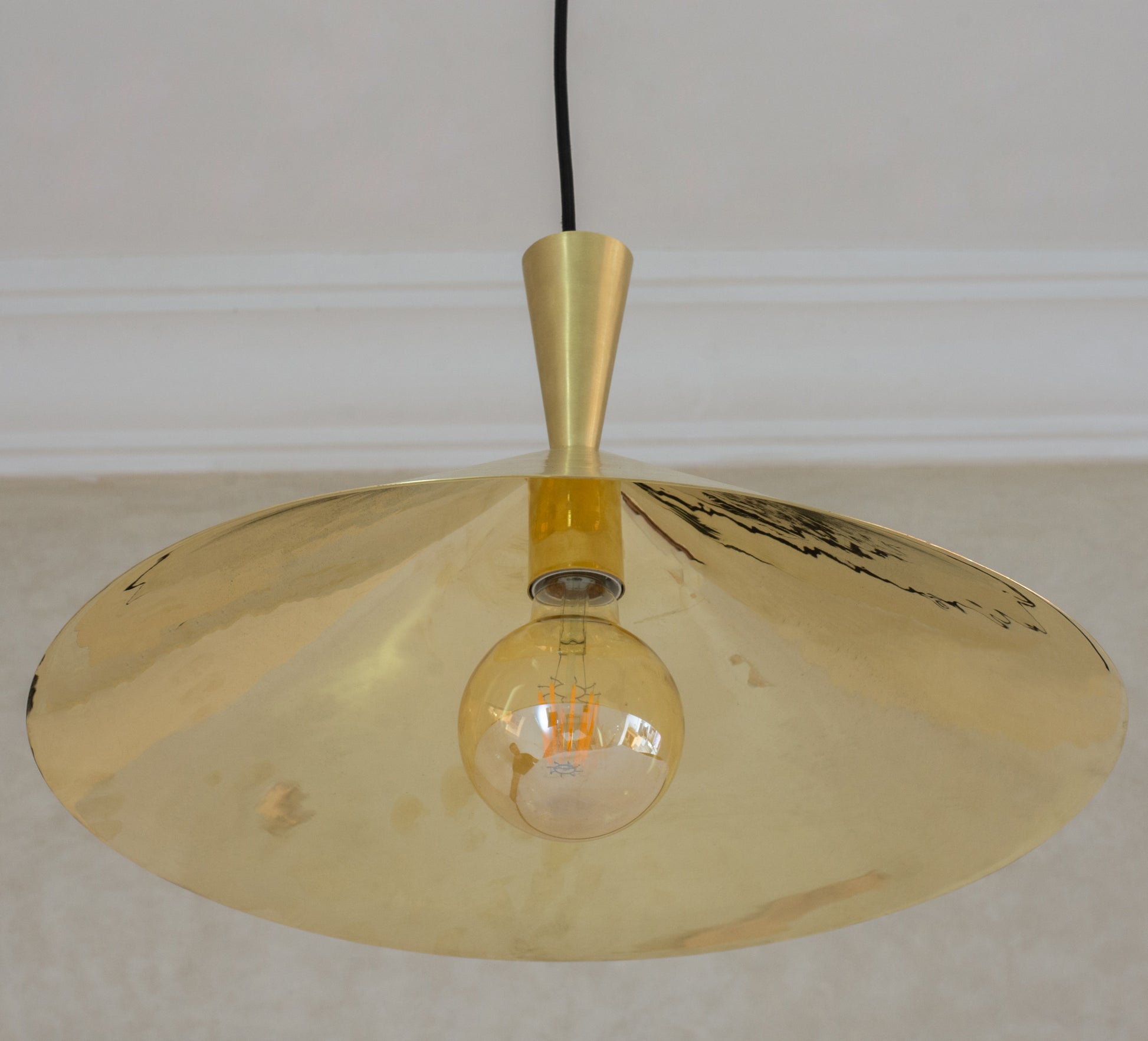 Brass Cone Pendant Light, Kitchen Island Ceiling Light Fixture, Modern Hanging Shade For Kitchen & Living Room, Cone Shade Light