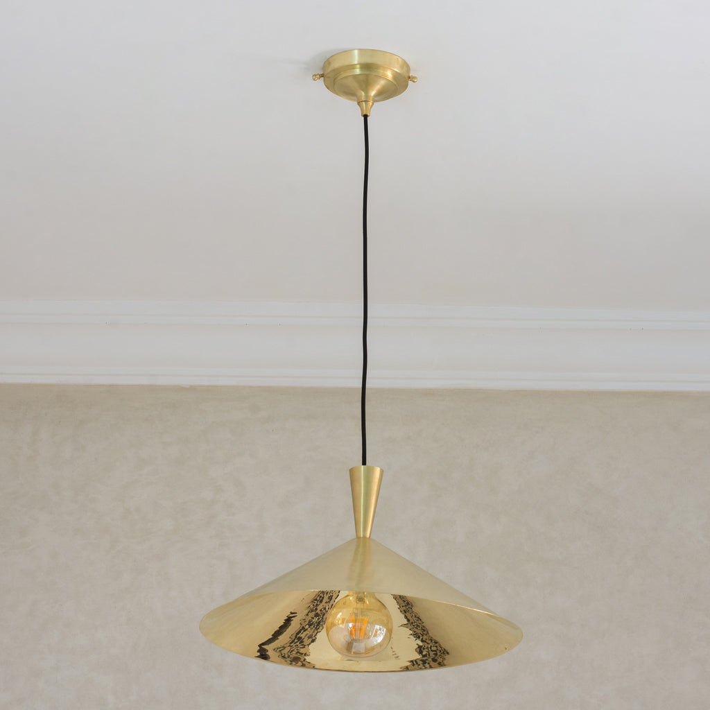 Brass Cone Pendant Light, Kitchen Island Ceiling Light Fixture, Modern Hanging Shade For Kitchen & Living Room, Cone Shade Light