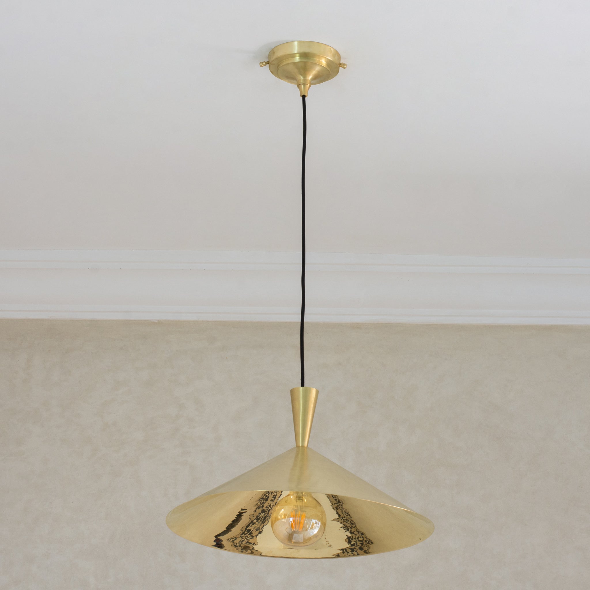 Brass Cone Pendant Light, Kitchen Island Ceiling Light Fixture, Modern Hanging Shade For Kitchen & Living Room, Cone Shade Light