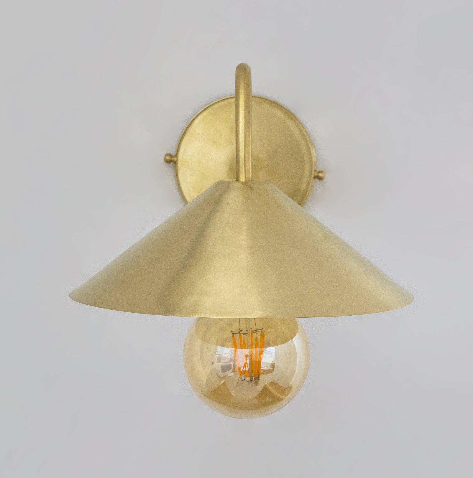 Brass Gooseneck Sconce Light | Cone Shade Wall Lamp