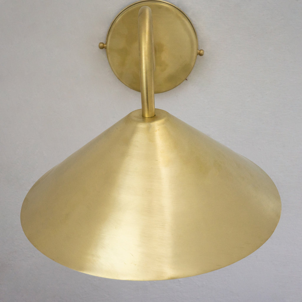 Brass Gooseneck Sconce Light | Cone Shade Wall Lamp