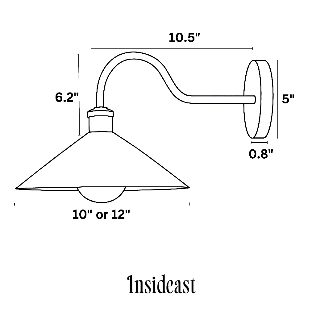 Brushed Brass Hallway Sconce – Dimensions Diagram