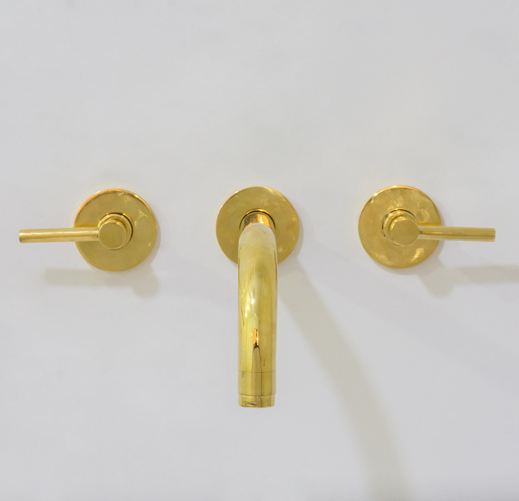 Unlacquered Solid Brass Wall Mounted Bathroom Vessel Sink Faucet, Antique Basin Vanity Faucet