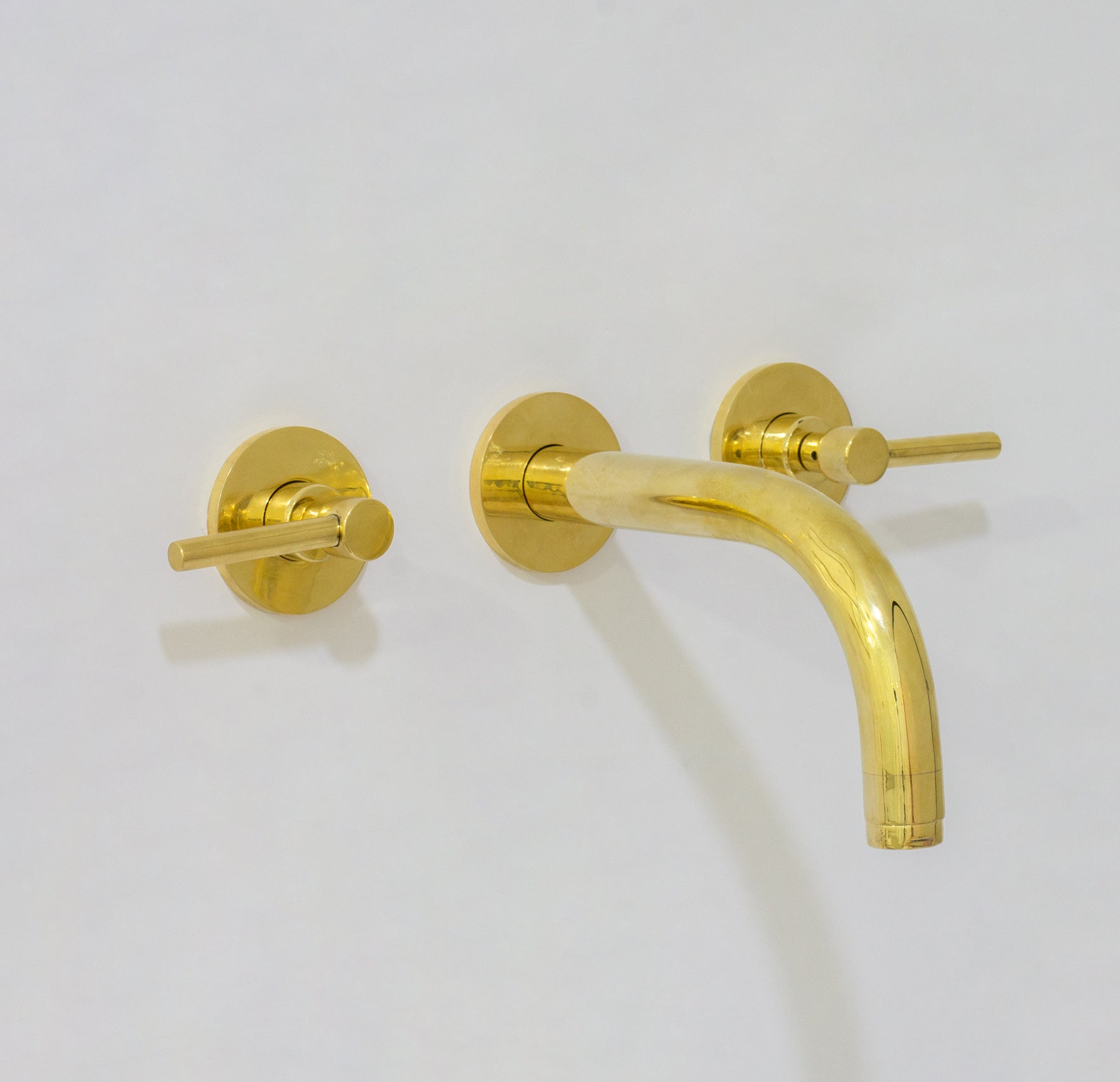 Unlacquered Solid Brass Wall Mounted Bathroom Vessel Sink Faucet, Antique Basin Vanity Faucet