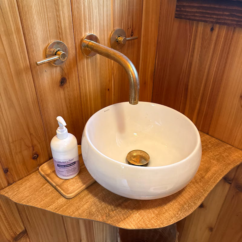 Unlacquered Solid Brass Wall Mounted Bathroom Vessel Sink Faucet, Antique Basin Vanity Faucet