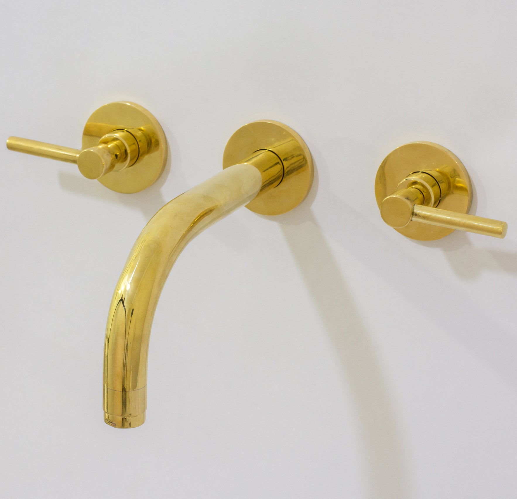 Unlacquered Solid Brass Wall Mounted Bathroom Vessel Sink Faucet, Antique Basin Vanity Faucet