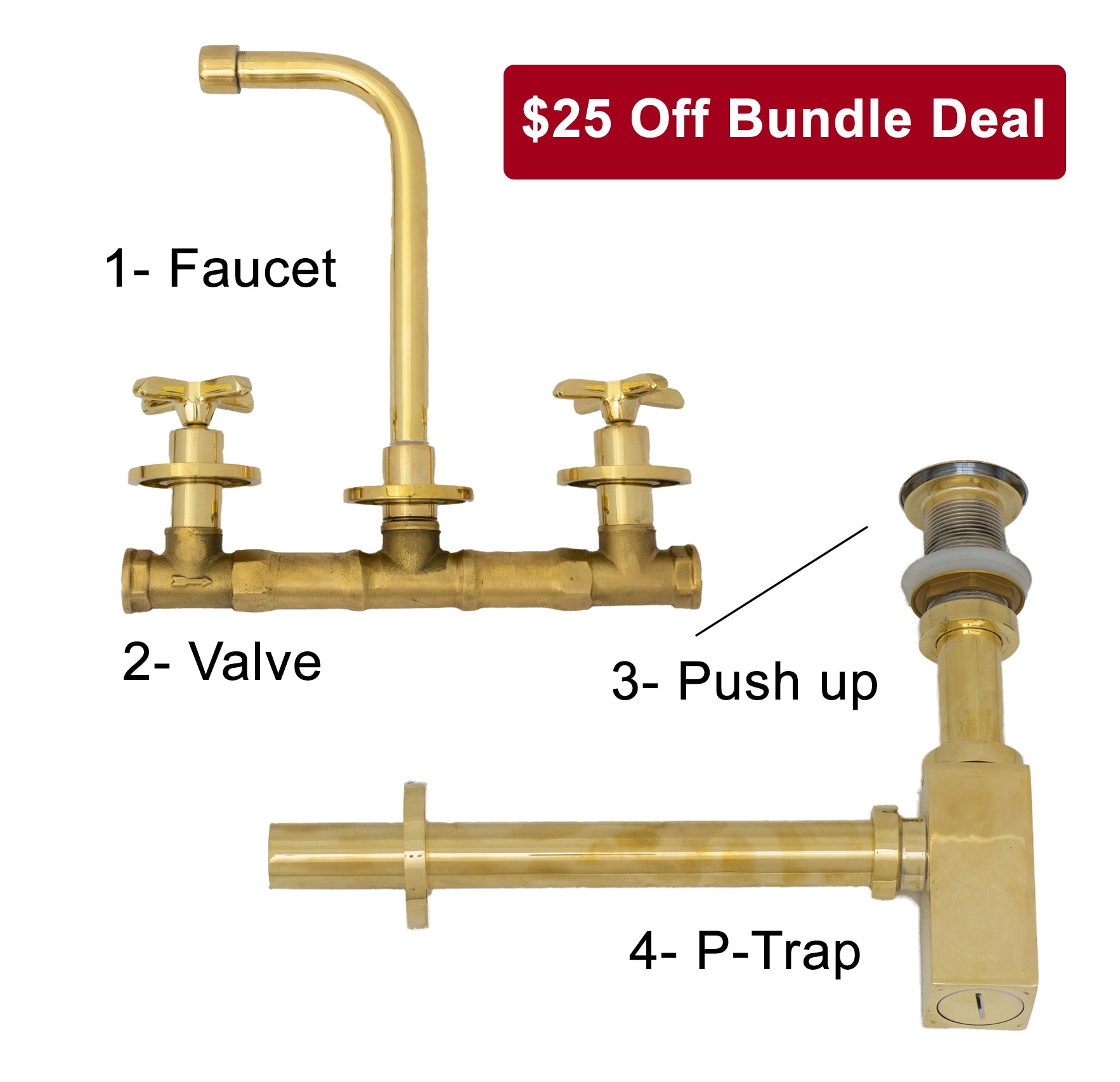 Unlacquered Brass Wall Mounted Bathroom Vessel Sink, Built In Vanity Faucet With Cross Handles