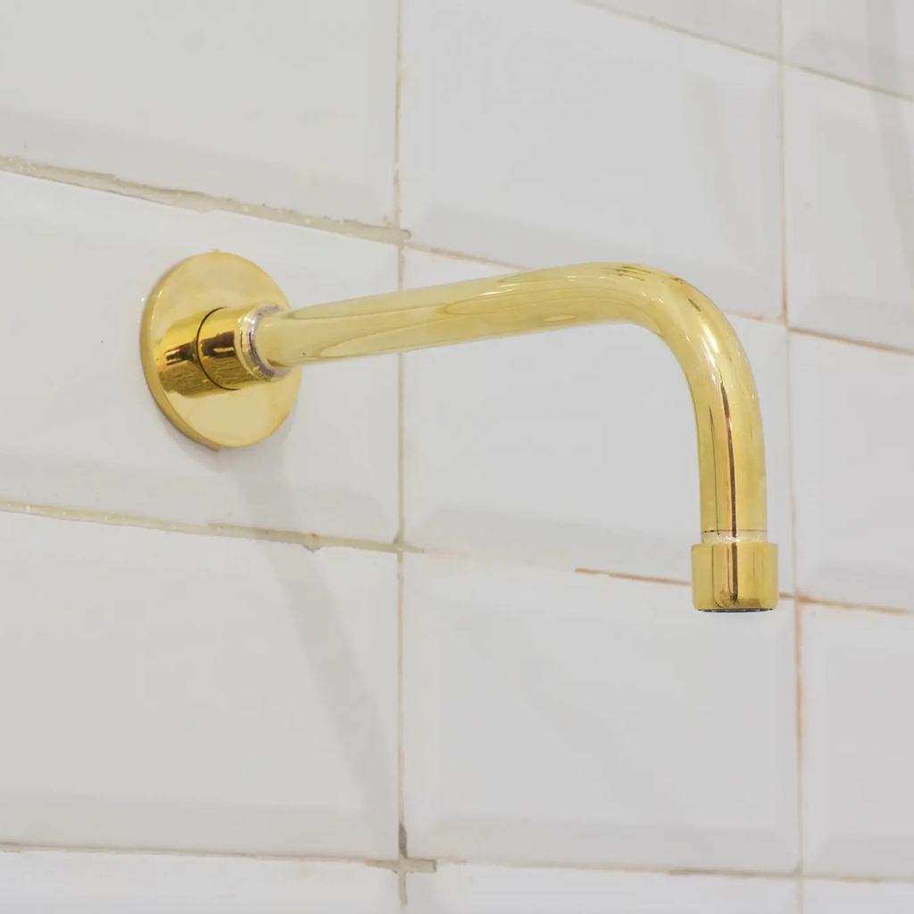 Unlacquered Brass Ceiling Shower System, 2-Outlet Shower, Overhead Shower With Tub Filler, Ceiling Mount Showerhead with Tub Faucet