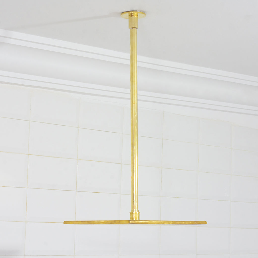Unlacquered Brass 2-Outlet Shower, Ceiling Shower System, Overhead Shower With Handheld, Ceiling Mount Showerhead And Hand Shower