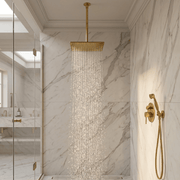 Unlacquered Brass 2 - Outlet Shower, Ceiling Shower System, Overhead Shower With Handheld, Ceiling Mount Showerhead And Hand Shower - Insideast