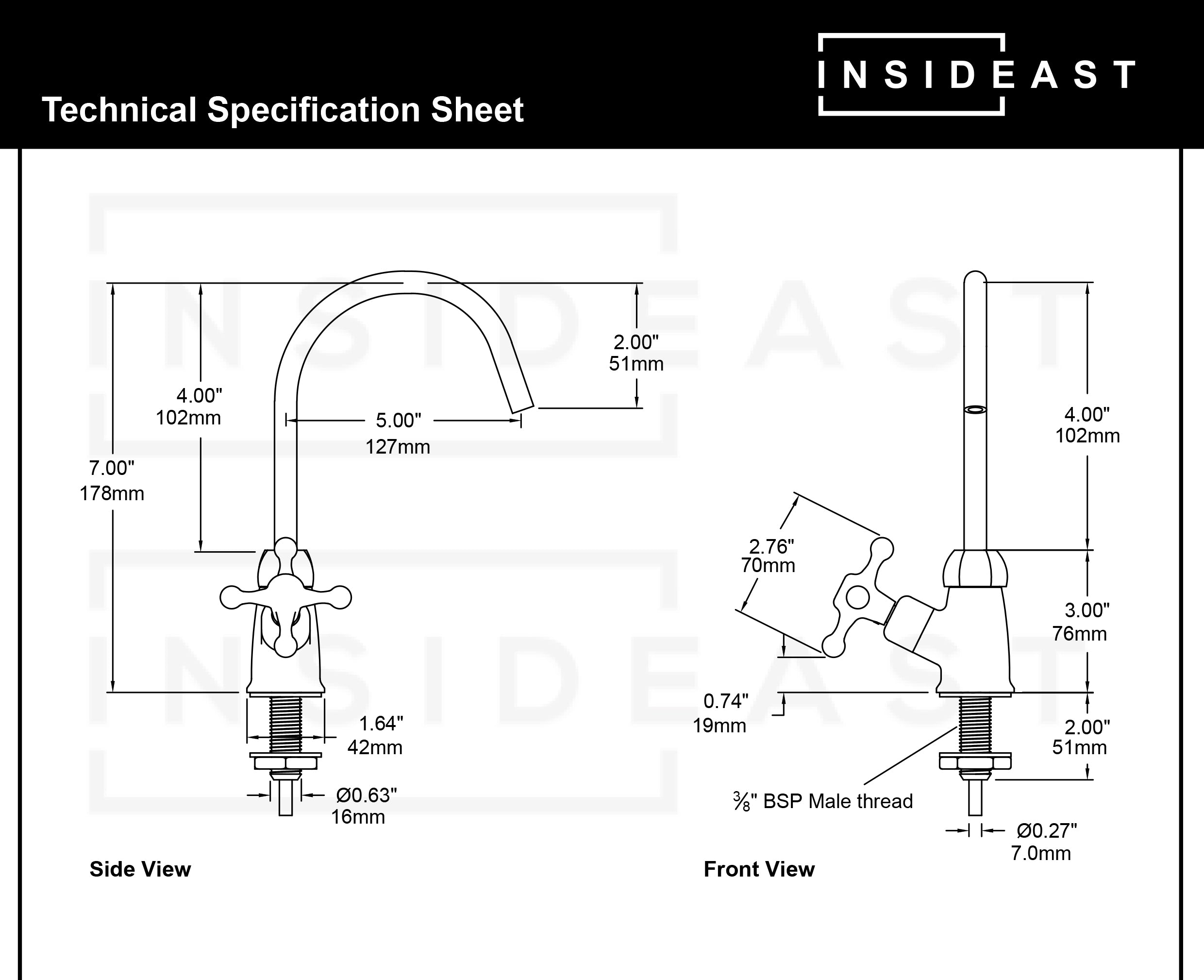 Unlacquered Brass Kitchen Water Dispenser, Cold Water Faucet, Water Filter Faucet, Small Sink Faucet
