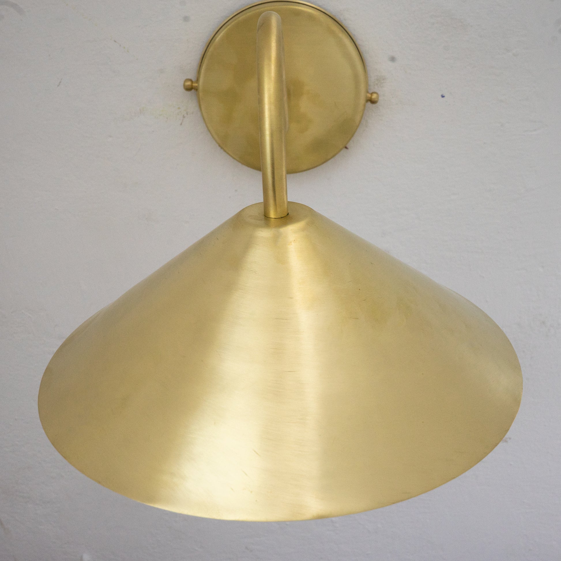 Experience authentic craftsmanship With our Solid Brass Gooseneck Cone Shade Sconce Light that will develop natural patina with time.