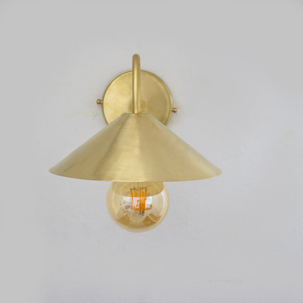 Experience authentic craftsmanship With our Solid Brass Gooseneck Cone Shade Sconce Light that will develop natural patina with time.