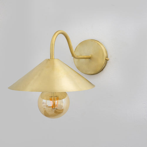 Experience authentic craftsmanship With our Solid Brass Gooseneck Cone Shade Sconce Light that will develop natural patina with time.