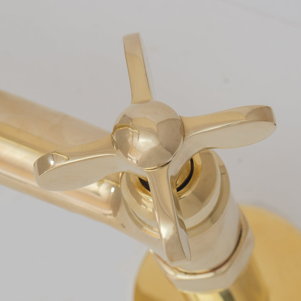 Traditional 8″ Brass Bridge Kitchen Faucet with Square Spout | Two Handles