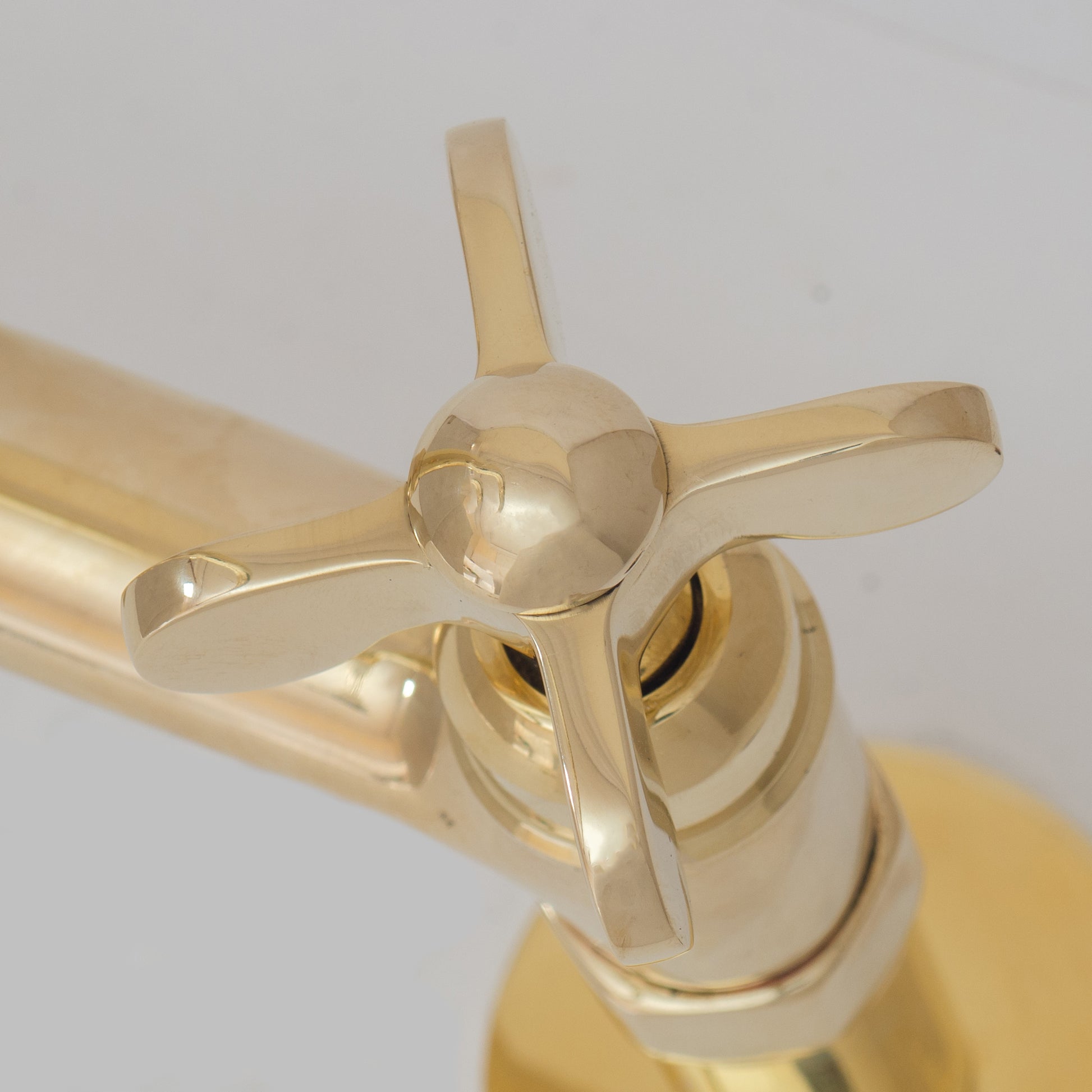 Traditional 8″ Brass Bridge Kitchen Faucet with Square Spout | Two Handles