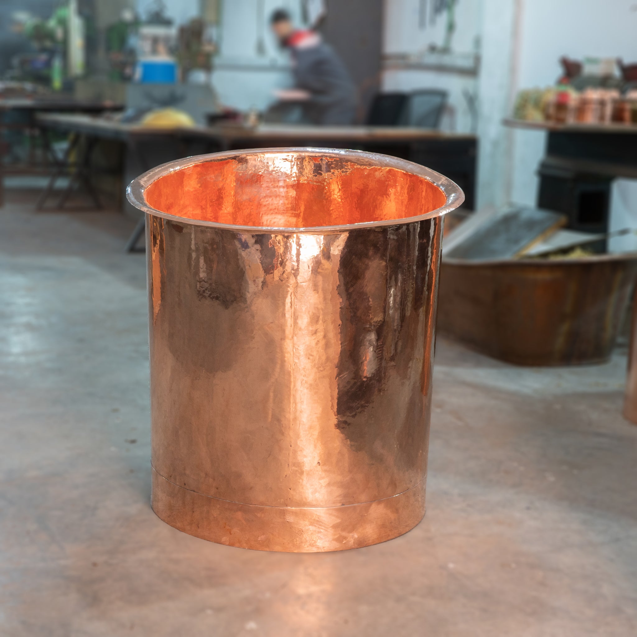 Hand-Hammered Copper Cold Plunge Tub | Solid Copper Ice Bath Barrel | Japanese Soaking Tub
