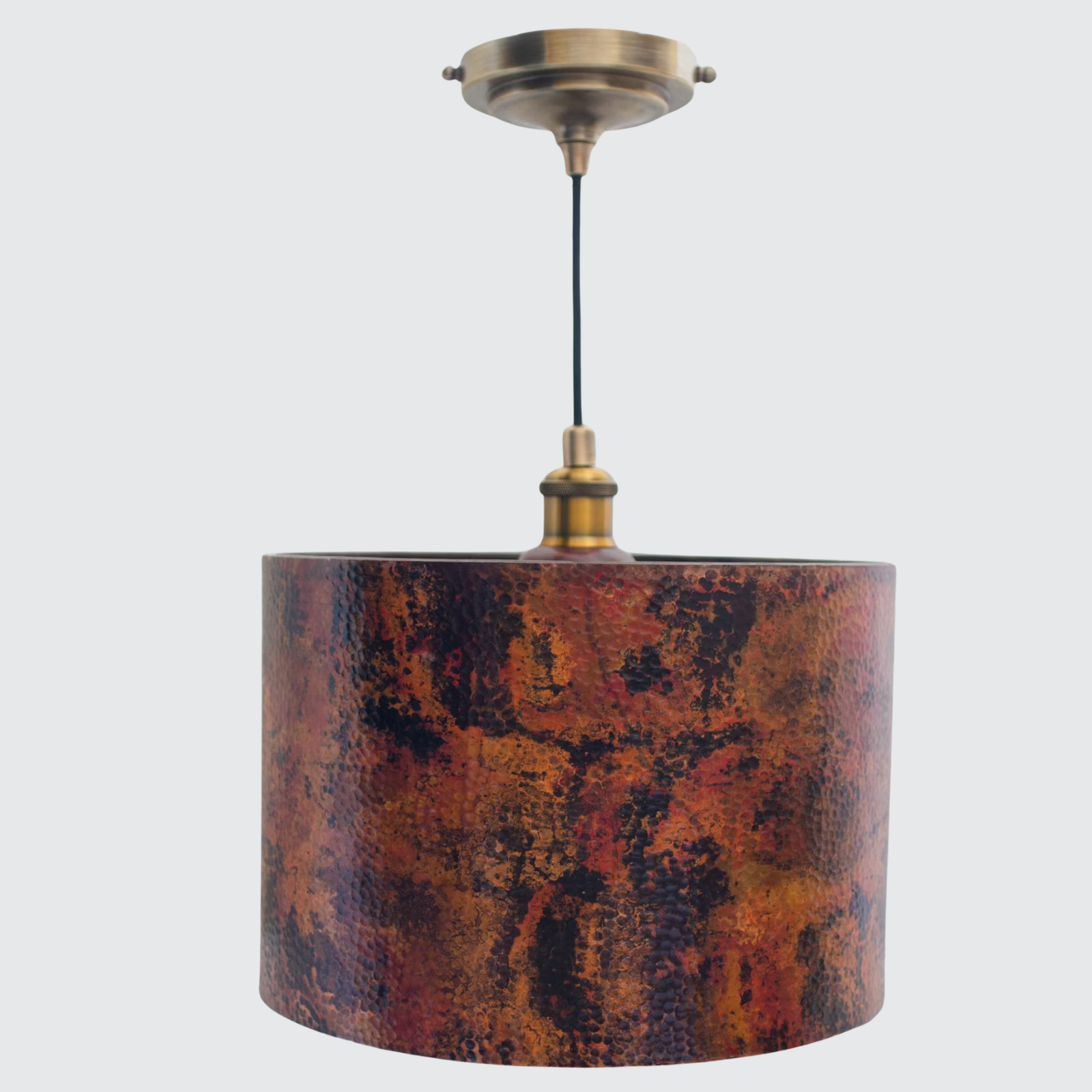 Oxidized Solid Copper Cylinder Pendant Light, Kitchen Island Lighting