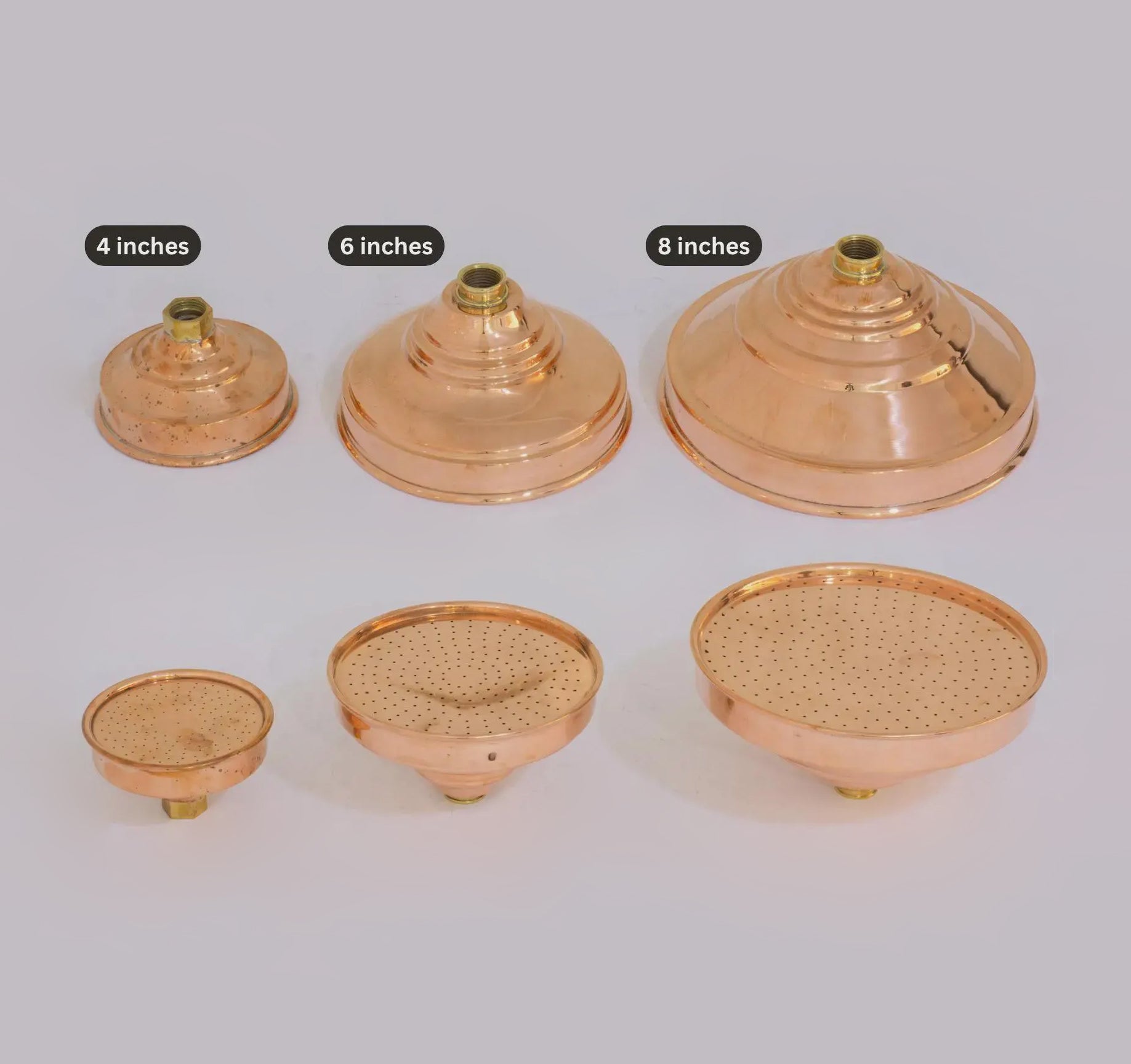 Unlacquered Solid Copper Rain Shower Head, Large Round Handcrafted Vintage Showerhead, Works Outdoor