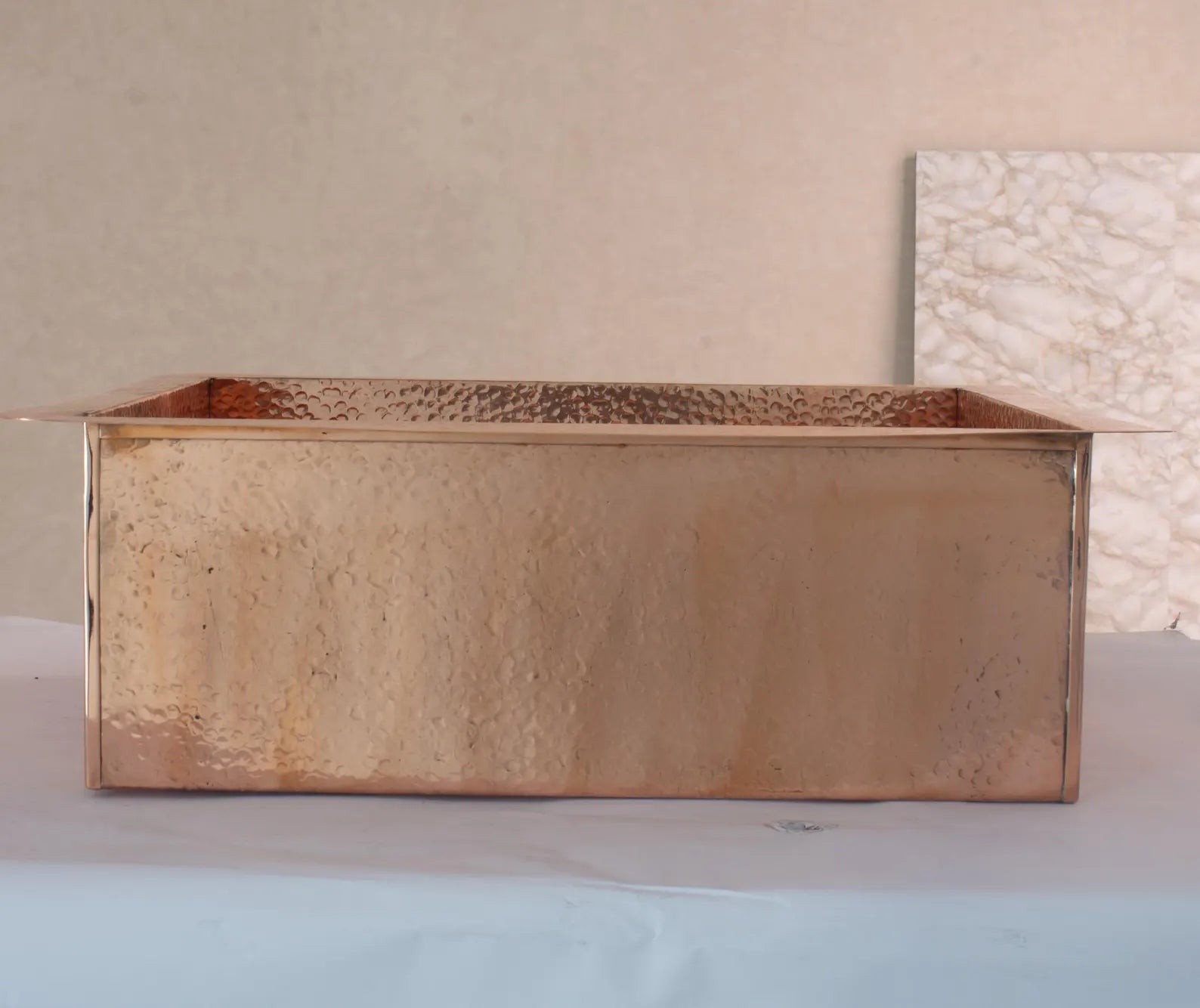 Solid Copper Undermount Hammered Sink, Copper Bar Sink Square, Copper Farmhouse Sink