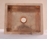Solid Copper Undermount Hammered Sink, Copper Bar Sink Square, Copper Farmhouse Sink