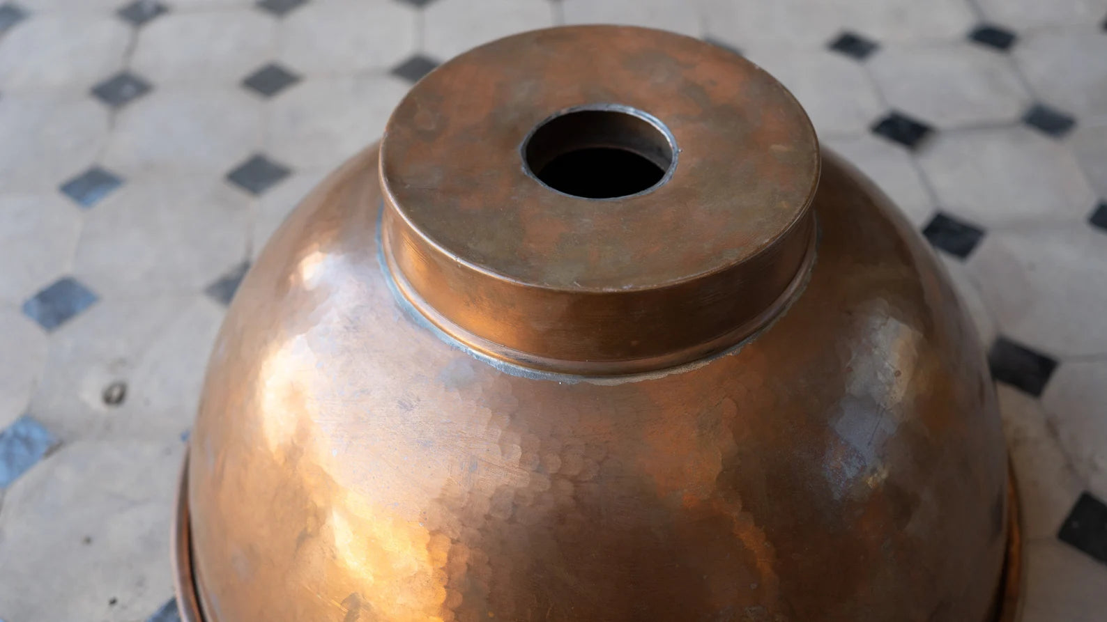 Copper Vessel Sink Basin Solid Bathroom Vessel Vanity, Light Hammered