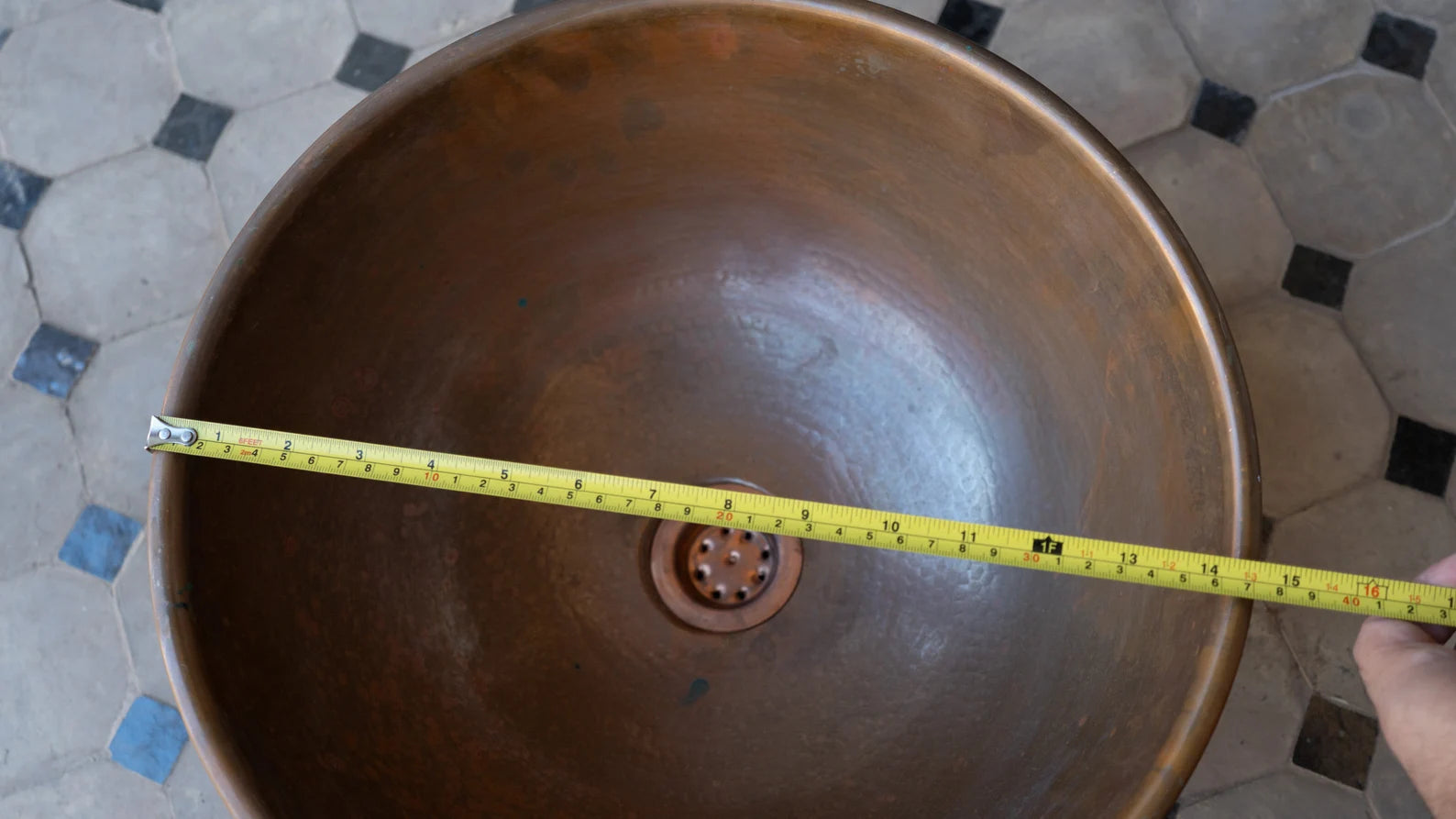 Copper Vessel Sink Basin Solid Bathroom Vessel Vanity, Light Hammered