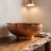 Copper Vessel Sink Engraved Basin Solid Bathroom Vessel Vanity, Counter Top Sink Bowl
