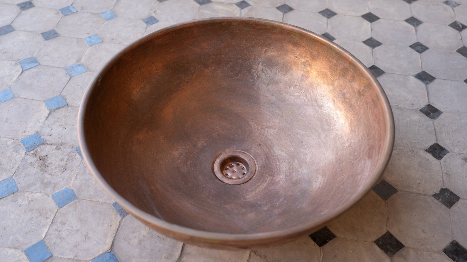 Copper Vessel Sink Engraved Basin Solid Bathroom Vessel Vanity, Counter Top Sink Bowl