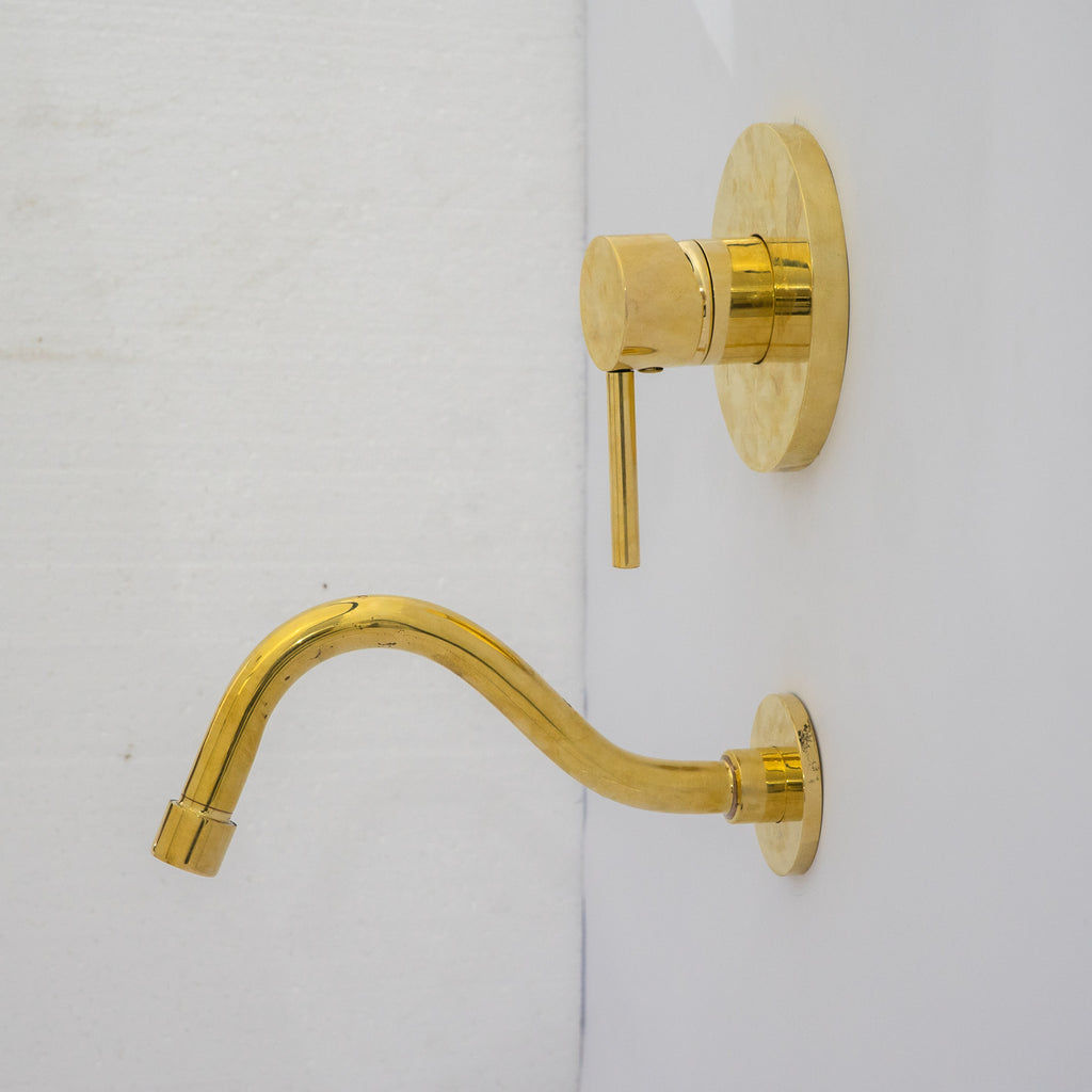 Antique Brass Tub Filler, Wall Mount Solid Brass Tub Faucet