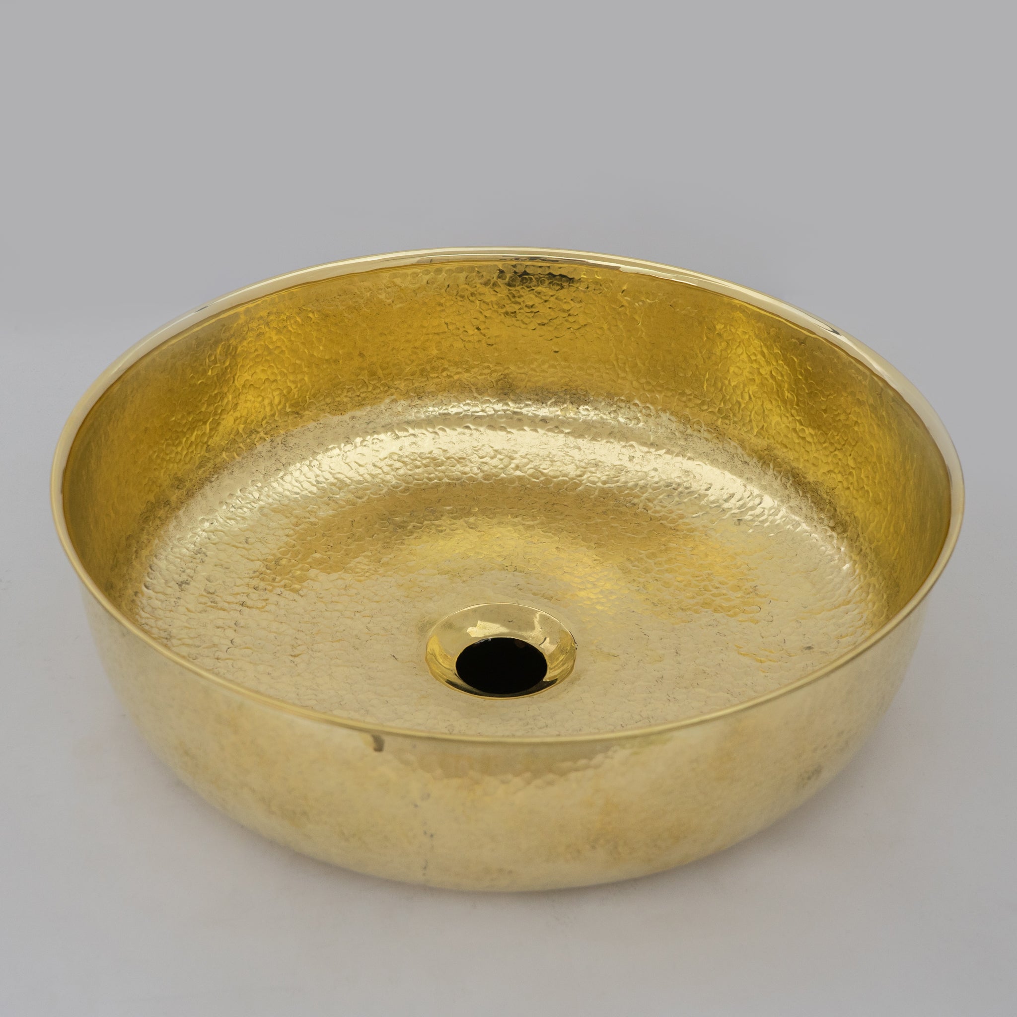 Unlacquered Hammered Brass Countertop Washbasin, Solid Brass Bathroom Vessel Sink