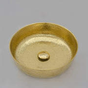 Unlacquered Hammered Brass Countertop Washbasin, Solid Brass Bathroom Vessel Sink