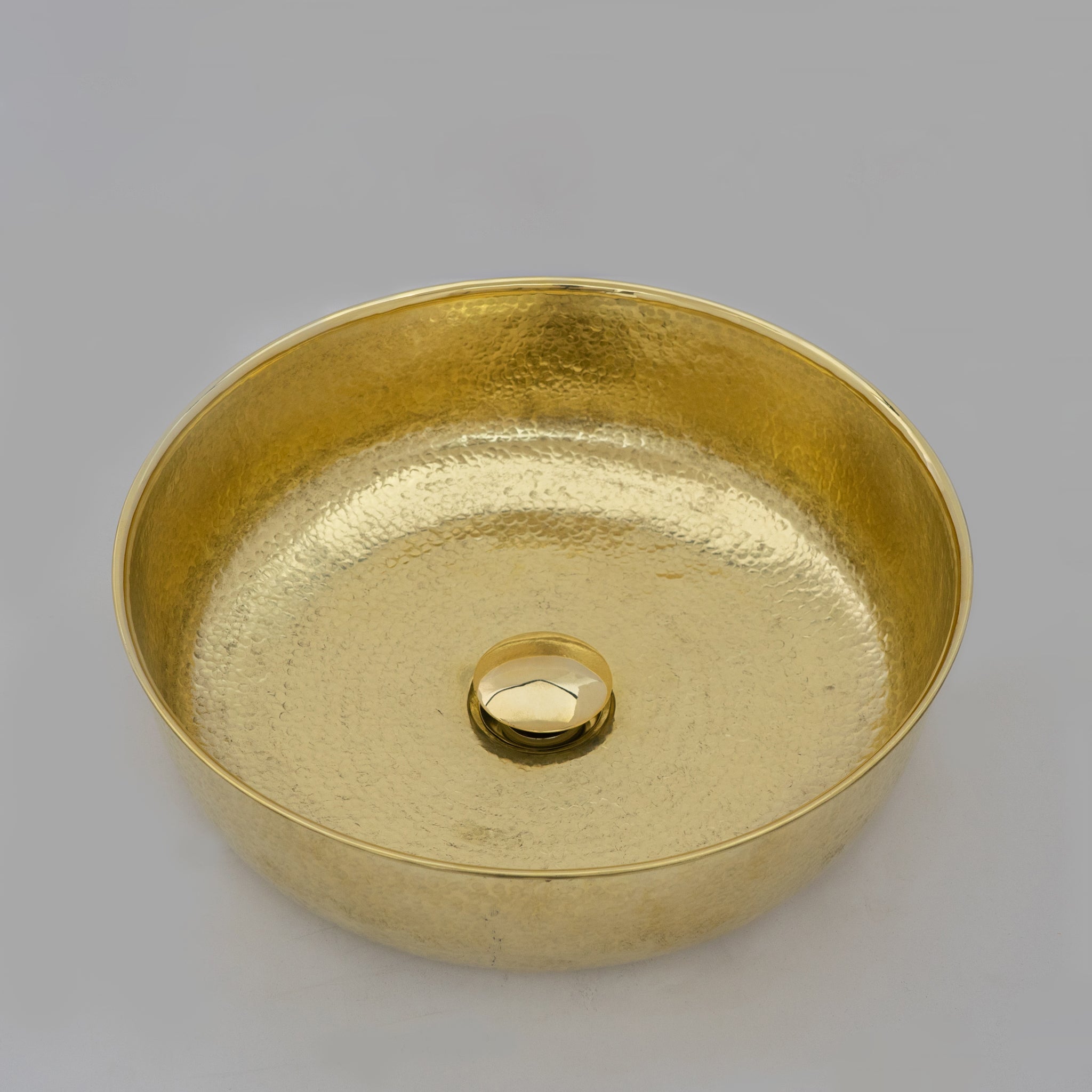Unlacquered Hammered Brass Countertop Washbasin, Solid Brass Bathroom Vessel Sink
