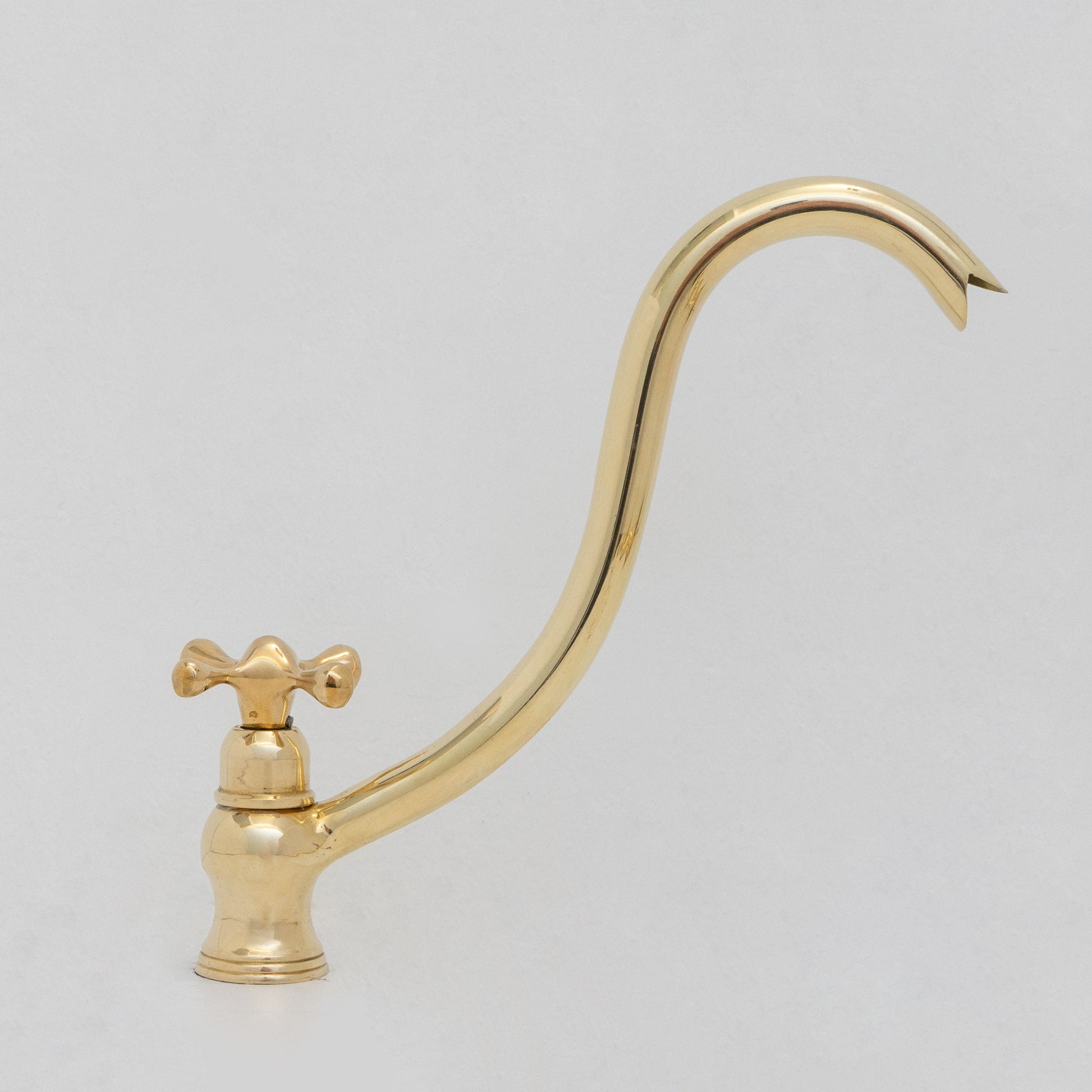 Solid Brass Cold Water Tap, Unlacquered Brass Faucet With Traditional Cross Handles