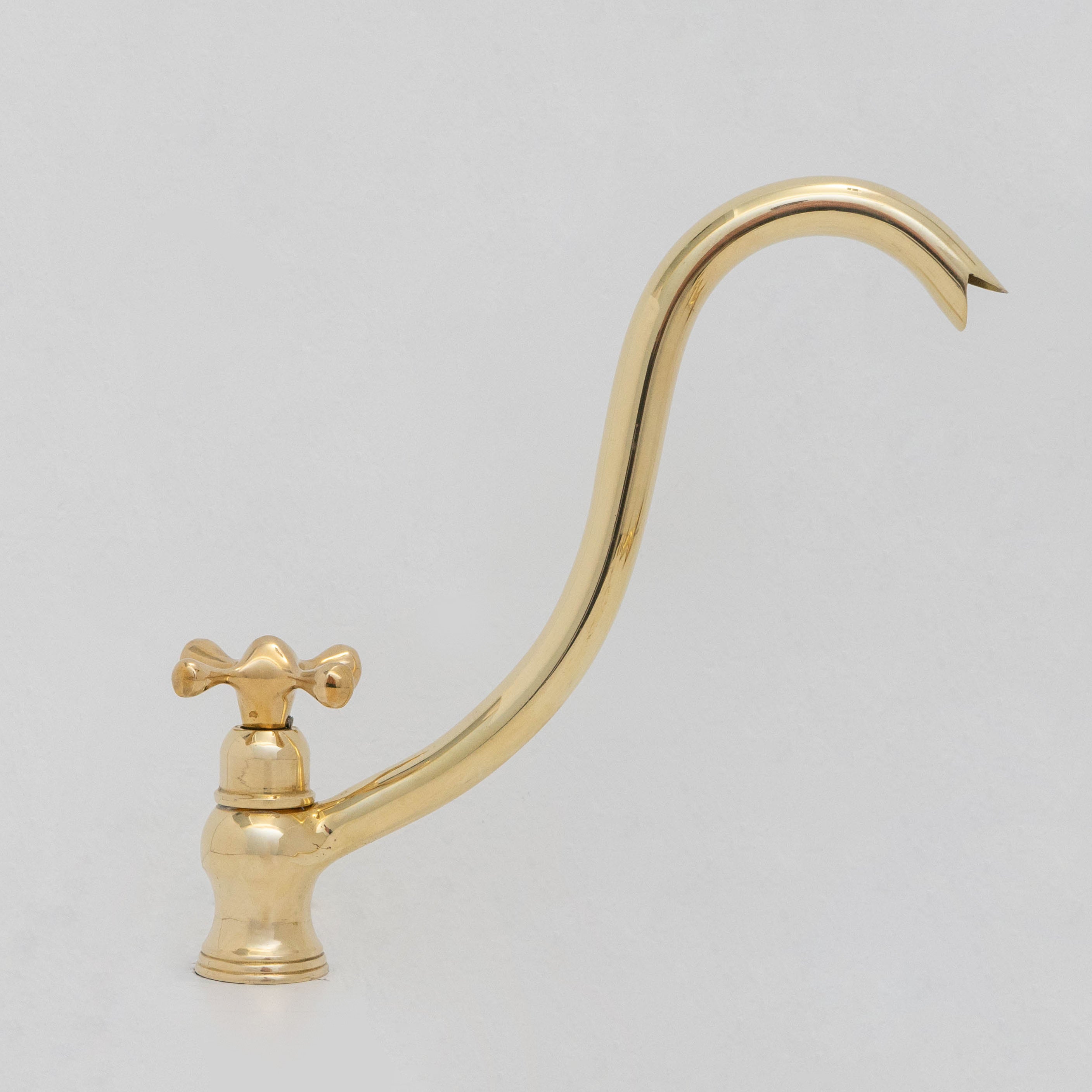 Solid Brass Cold Water Tap, Unlacquered Brass Faucet With Traditional Cross Handles