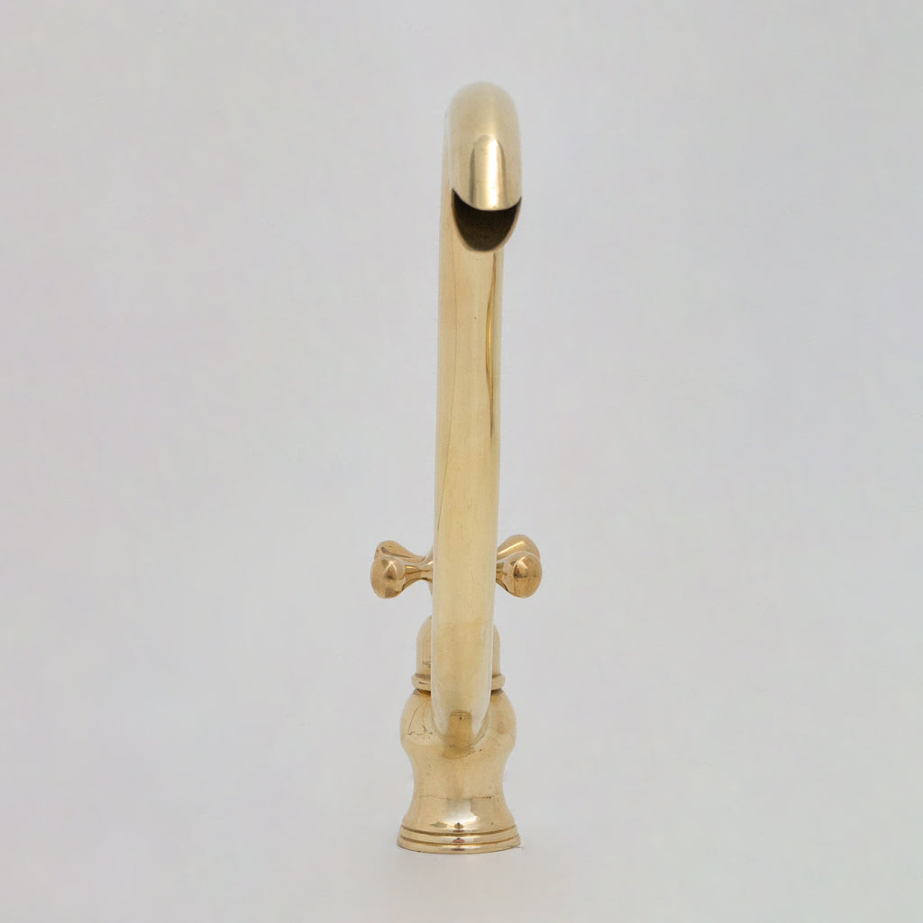 Solid Brass Cold Water Tap, Unlacquered Brass Faucet With Traditional Cross Handles