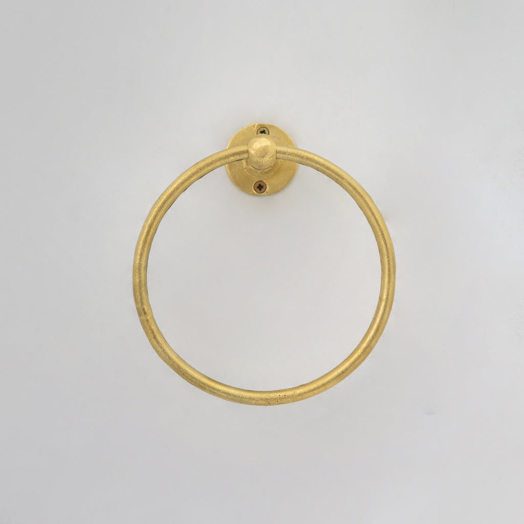 Unlacquered Brass Wall-Mounted Towel Ring Holder, Face Towel Hanger