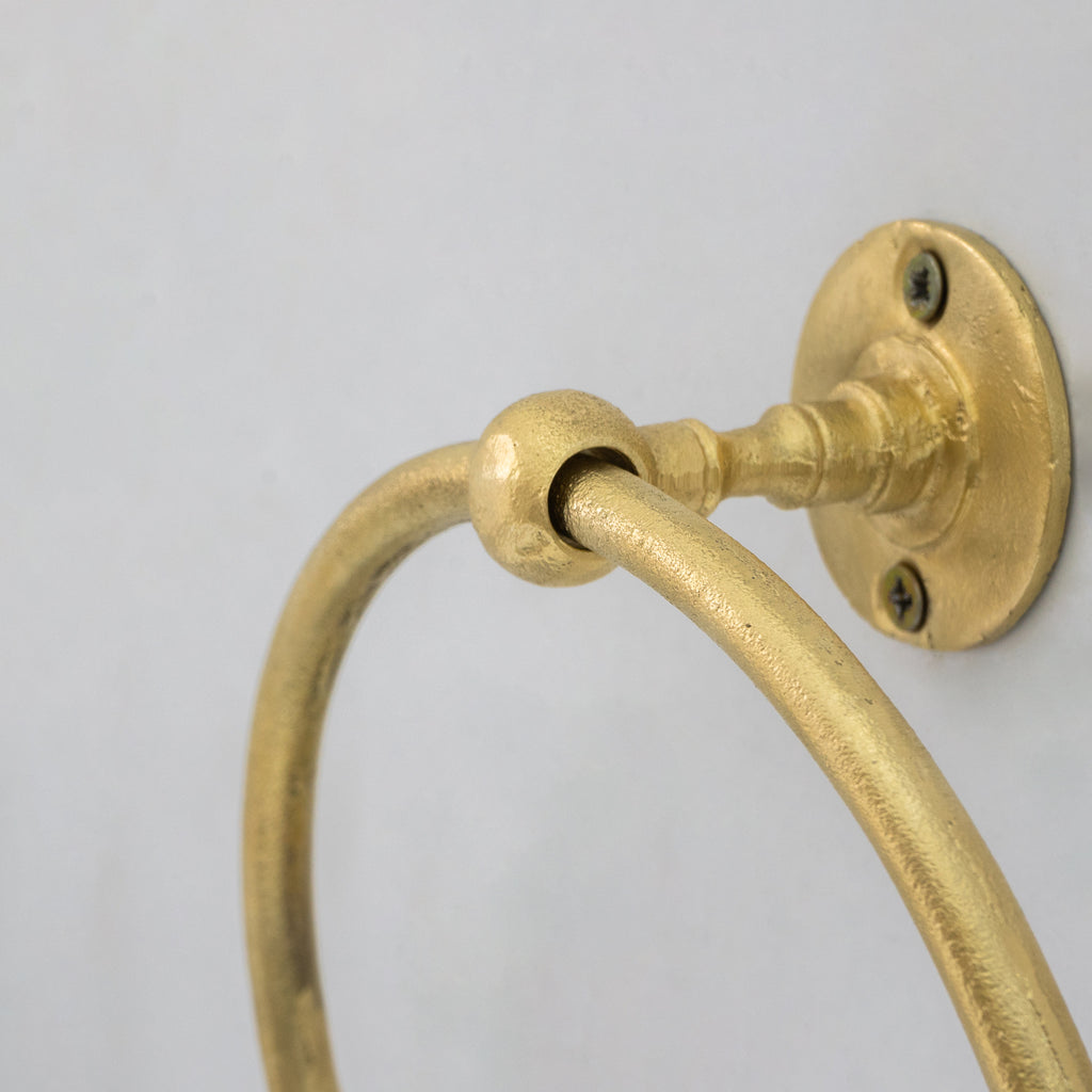 Unlacquered Brass Wall-Mounted Towel Ring Holder, Face Towel Hanger