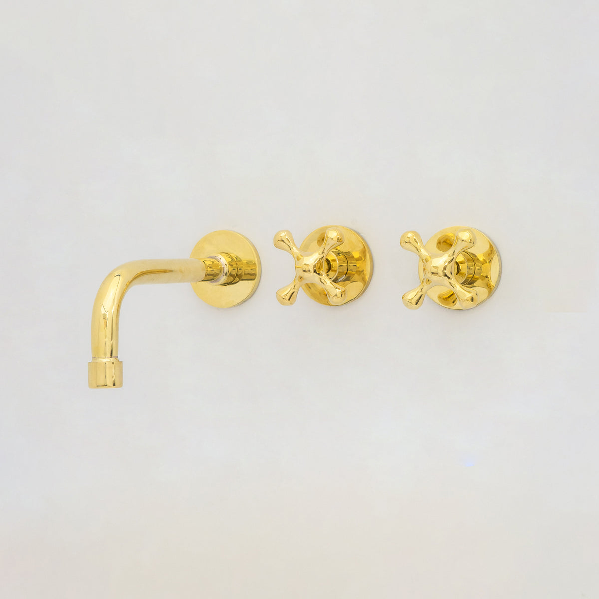 Unlacquered Brass Wall Mount Bathroom Faucet, Solid Brass Concealed Wall Faucet