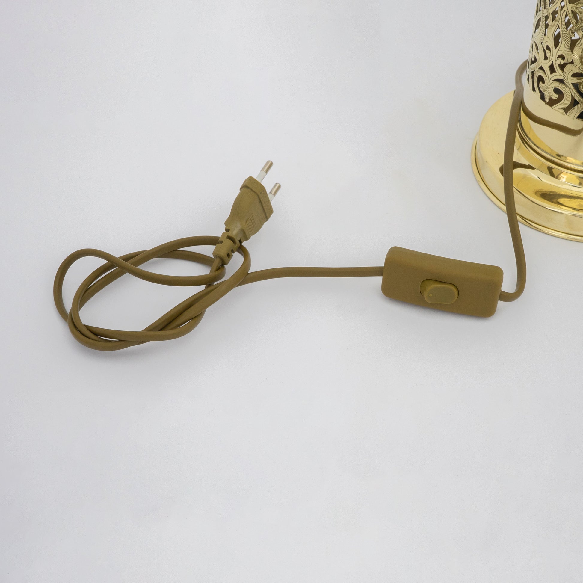 Unlacquered Brass Table Light, Pierced Bedside Lamp, Brass Cylinder Base Lamp