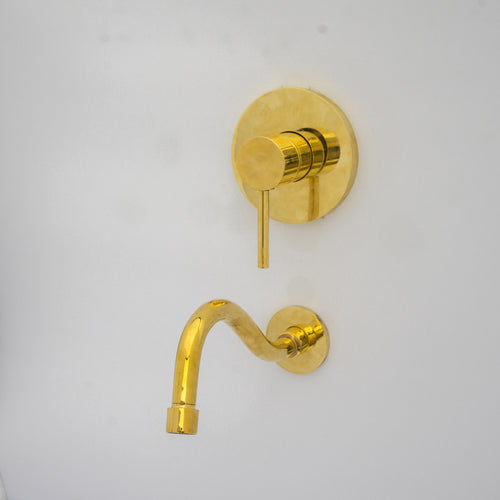 Antique Brass Tub Filler, Wall Mount Solid Brass Tub Faucet