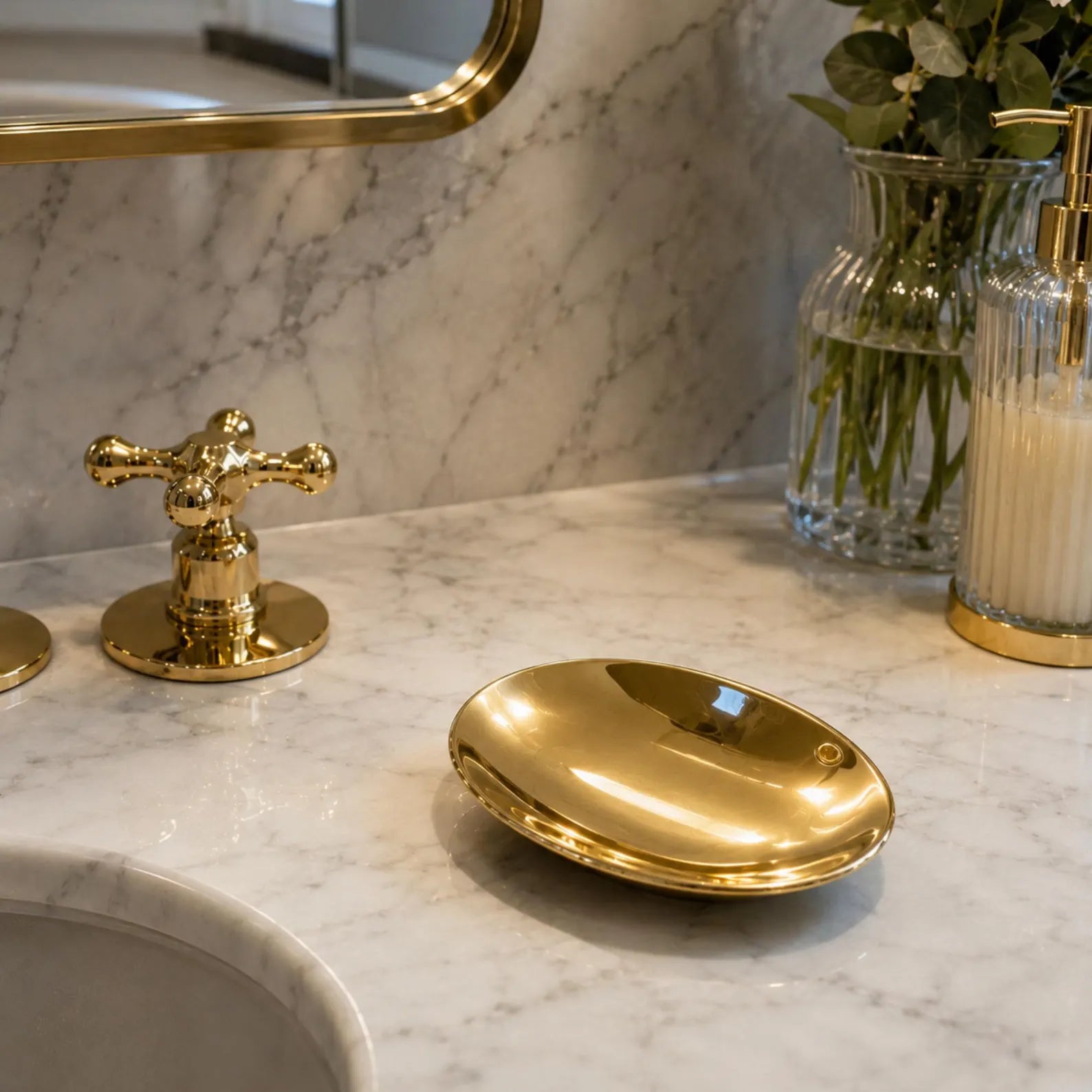 Unlacquered Brass Soap Dish, Countertop Bar Soap Holder