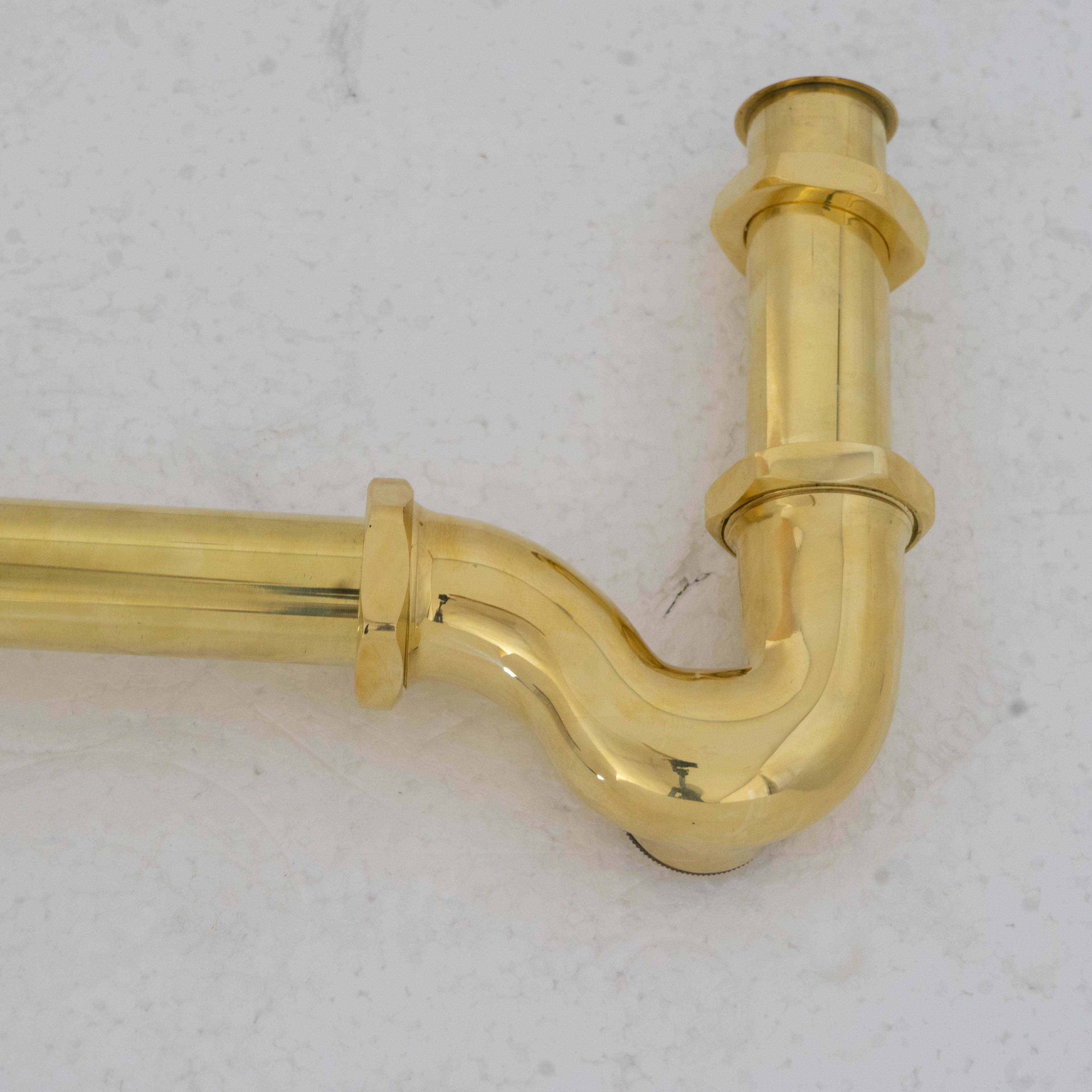 Solid Unlacquered Brass P-trap and Sink Stopper, Push Up Button, Pop Up Drain, Brass Water Trap