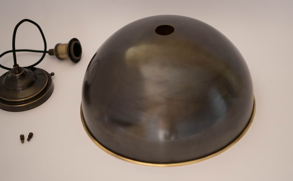 Antique Bronze Pendant Light, Bronze Dome Pendant, Antique Ceiling Lampshade