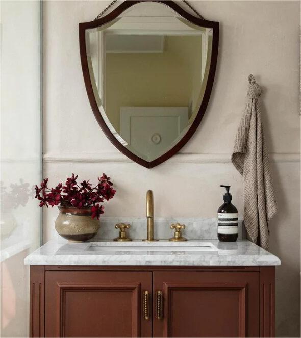 Deck Mounted Unlacquered Brass Faucet, Vanity Sink Faucet, Antique Brass Bathroom Faucet