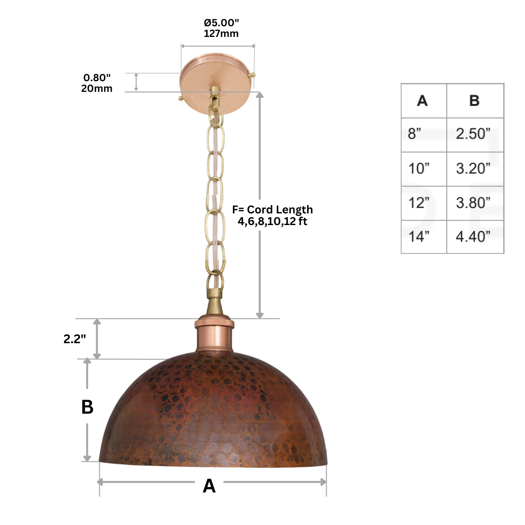 Copper Smooth Hammered Dome Pendant Light : The Warmth of Marrakesh