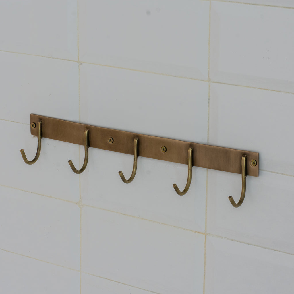 Vintage Brass Hooks Rail | Coat Rack Hooks