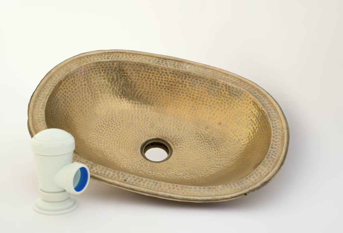 Hammered texture of antique brass drop-in sink