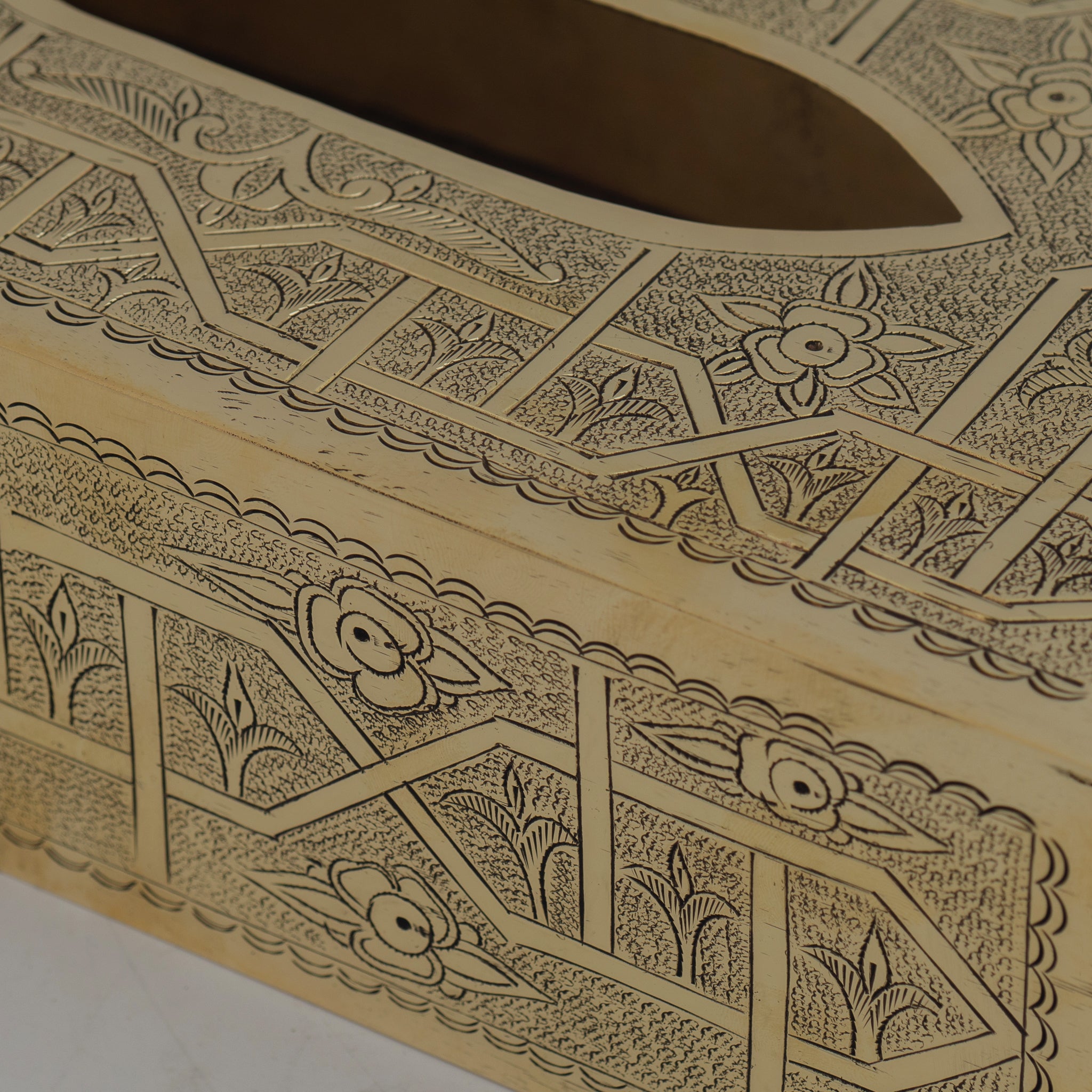 Engraved Solid Brass Rectangular Tissue Box Cover
